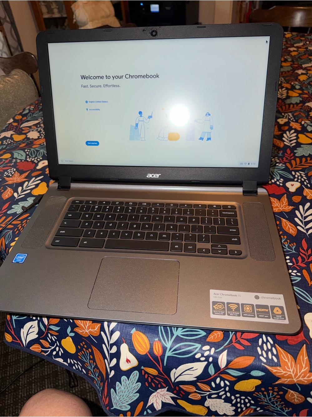 Acer Chromebook 15 in dark gray with black keyboard